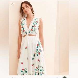 NEW farm Rio Cross Stitch Toucan Embroidered Midi Dress